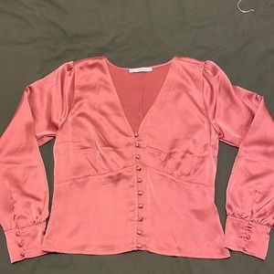 Abercrombie & Fitch Auburn Pink Silk Long Sleeve